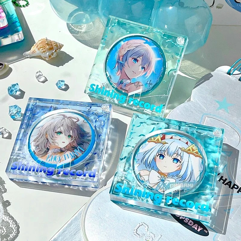 水波纹吧唧砖亚克力摆件谷美痛包diy材料挂件二次元谷子展示框