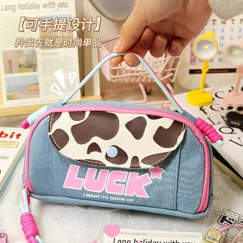 美式牛仔痛包笔袋！大容量文具袋初高中女生高颜值简约收纳铅笔盒