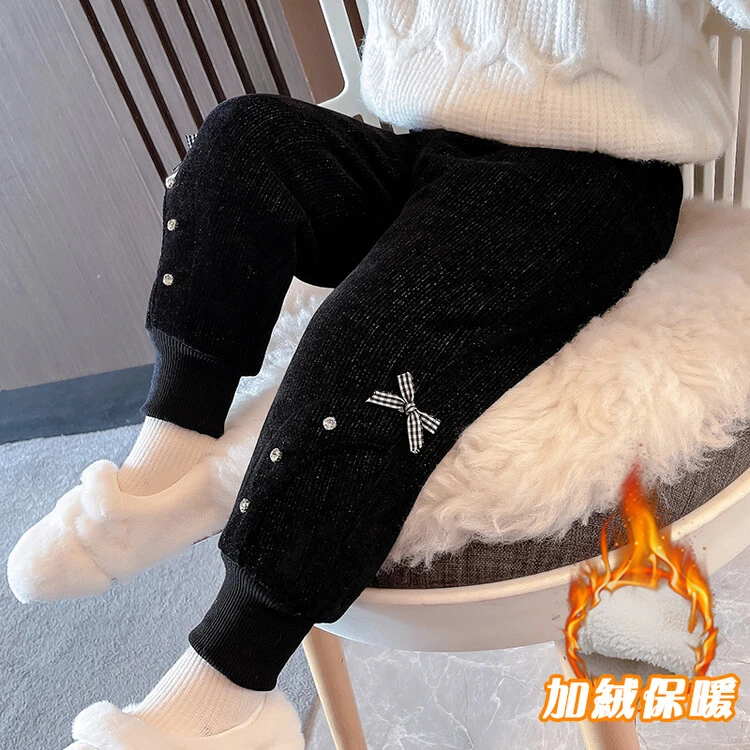女童棉裤冬季三层加厚外穿儿童洋气一条过冬女宝宝秋冬雪尼尔裤子