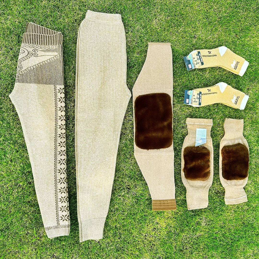 骆驼绒7件套TogaYung Yuruxluk男绒裤女绒裤保暖护膝护腰两双袜子