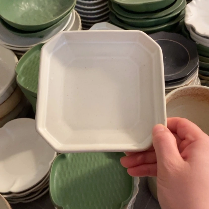 【闪购商品】瓷盘微瑕白色四方高足碟