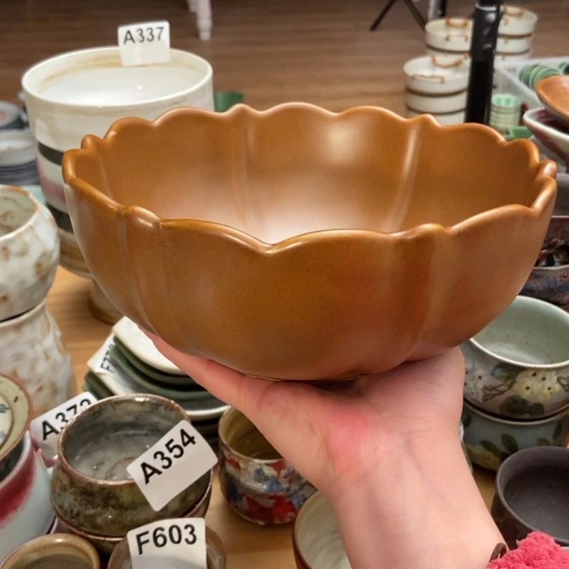 【闪购商品】瓷盘铜色花边大汤碗