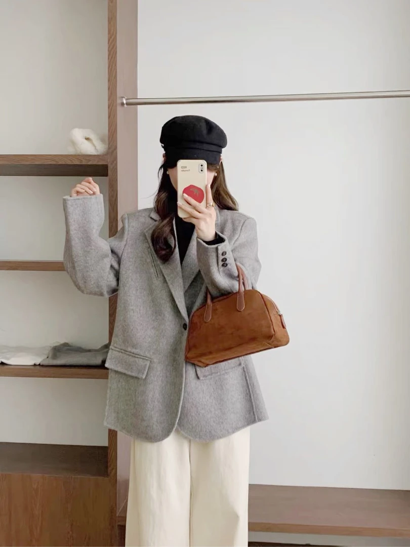 【交个朋友专属】6817秋冬女式双面尼西装领外套