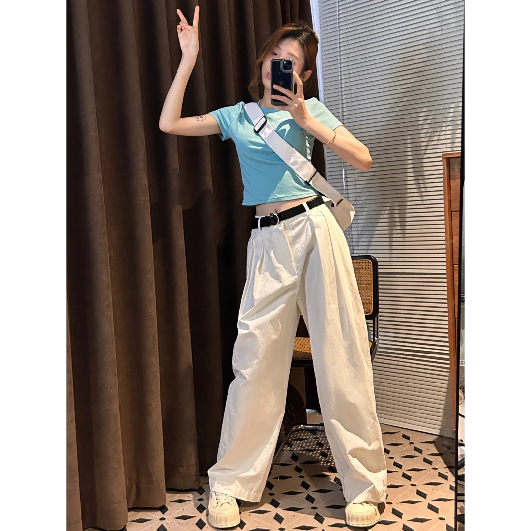 歌幂韩版直筒休闲小个子显瘦透气夏季宽松时尚休闲长裤WPL1193#