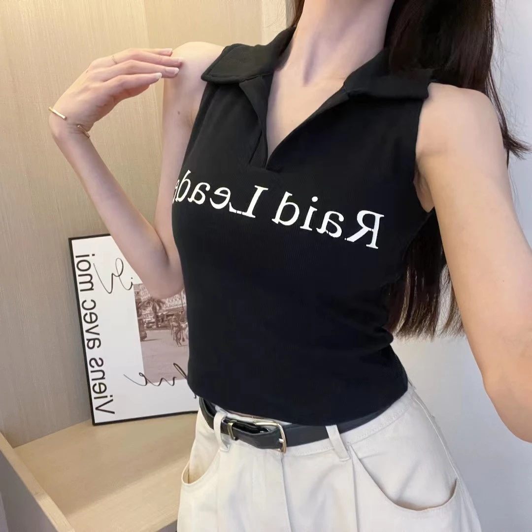 【现货】POLO领夏季V领设计修身t恤女背心DYCTD21通勤WPL12437