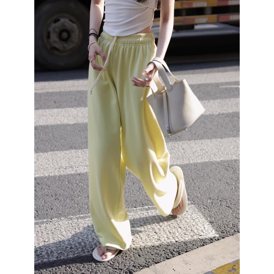 歌幂 高街百搭休闲运动裤女设计感宽松显瘦阔腿裤 WPL6666