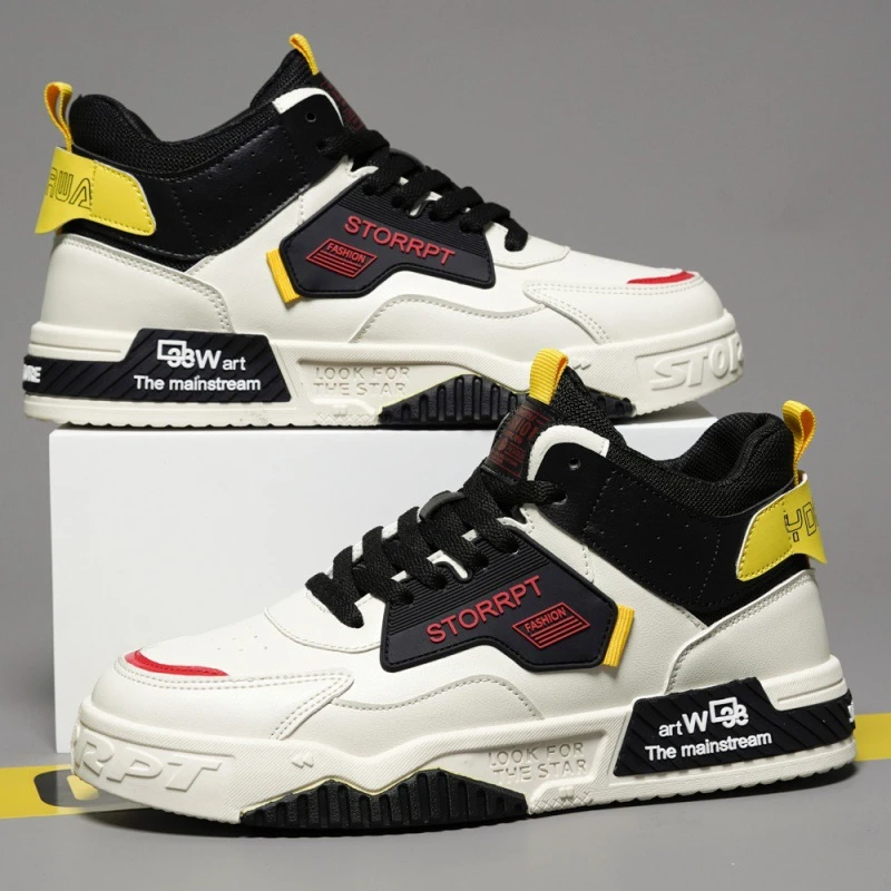 男鞋潮流百搭男生小众高帮休闲板鞋男款2024新款防滑耐磨潮鞋秋季