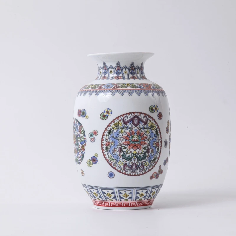 缠枝冬瓜瓶景德镇家居桌面插花花器装饰摆件