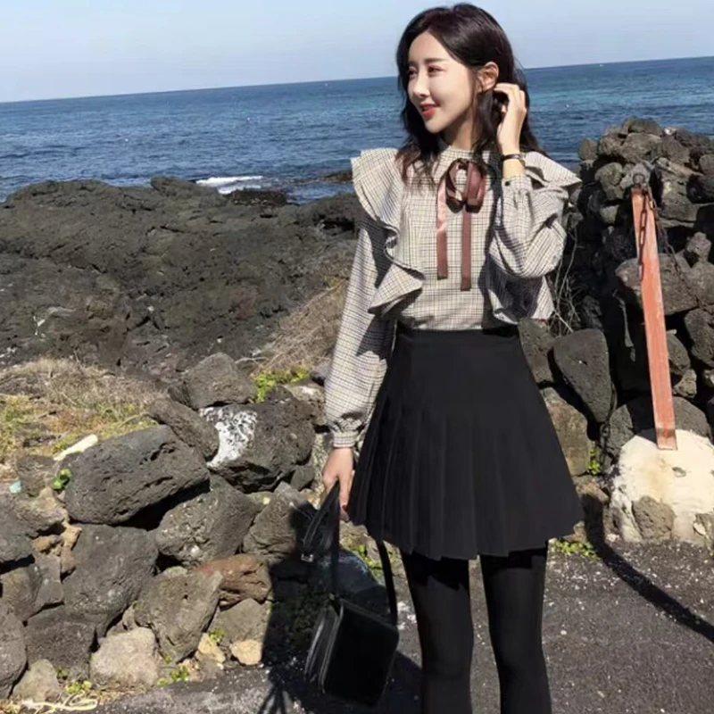 黑色百褶裙女2024新款秋冬小个子jk短裙灰色高腰a字半身裙子