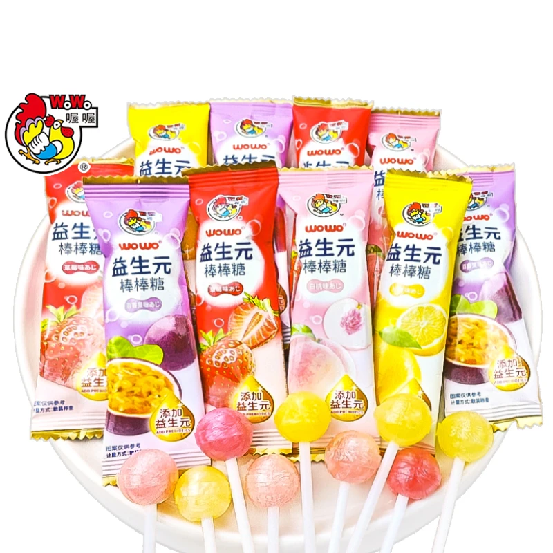 WoWo/喔喔草莓白桃益生元棒棒糖结婚喜糖硬糖儿童休闲零食糖果