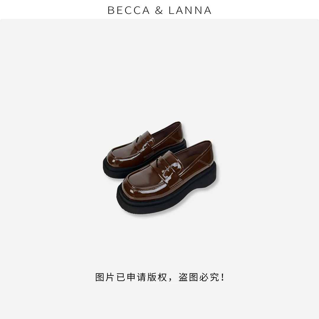 云朵乐福 D0235 女士秋季休闲真皮厚底乐福鞋