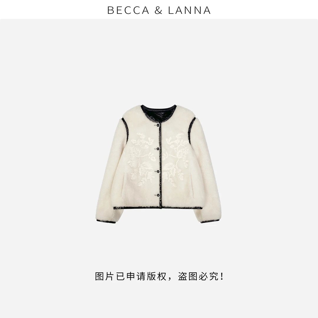 D0207 女士休闲气质宽松圆领绵羊毛皮草外套 女装