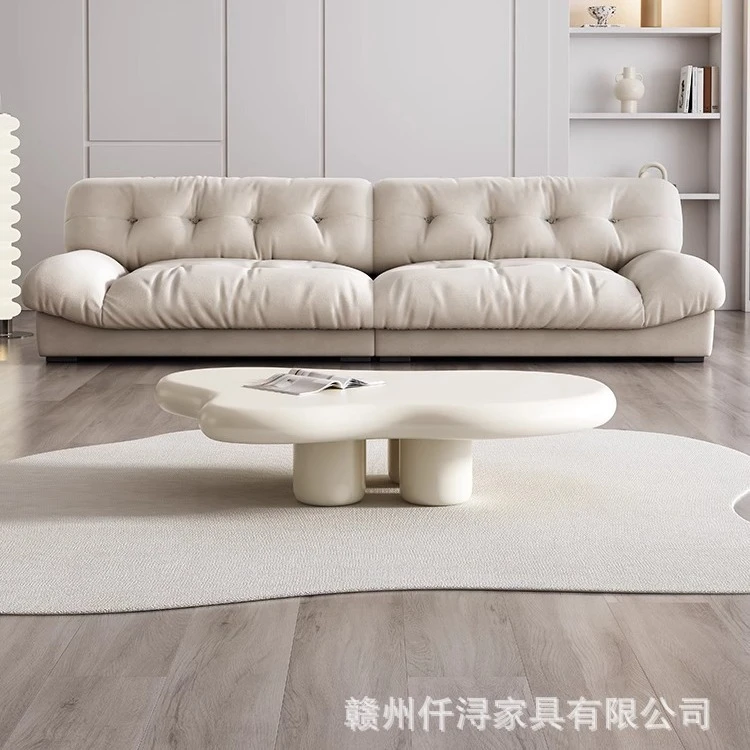 新疆西藏包邮奶油风云朵沙发羽绒猫抓布沙发现代客厅小户型直排科