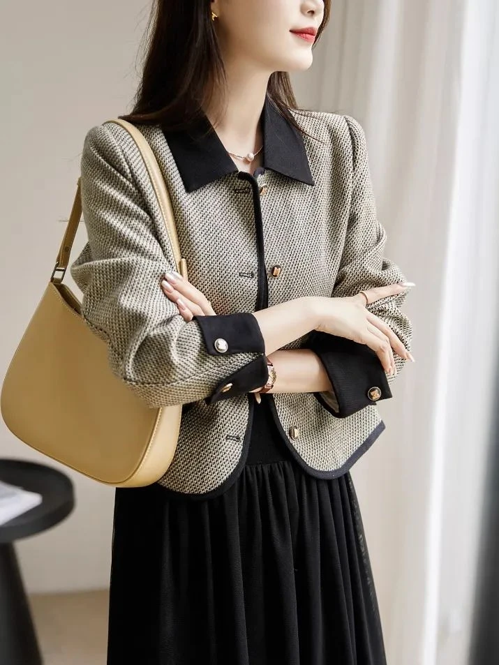 雅诗精品女装精致包边气质短外套秋季新款女装小香风上衣韩版百搭