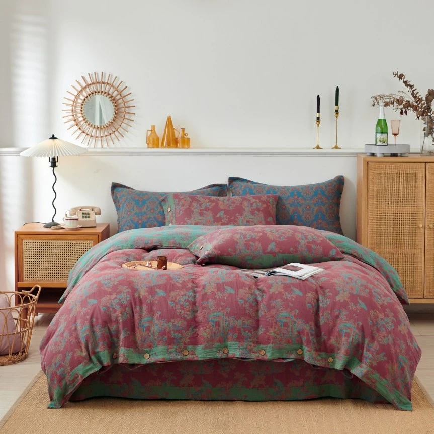 【西雅图四件套】新婚搬新家款轻奢款纯棉双层纱A类母婴级四件套