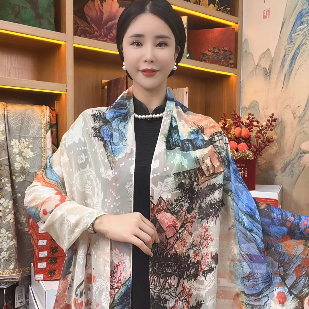 【望岳70*180】香云花萝剪花薄款爆款国风提花高端百搭丝巾