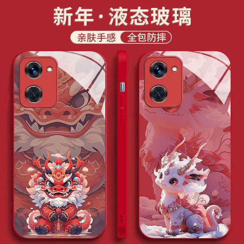 适用荣耀play7t手机壳新年情侣龙款卡通趣味红色喜庆玻璃保护套男