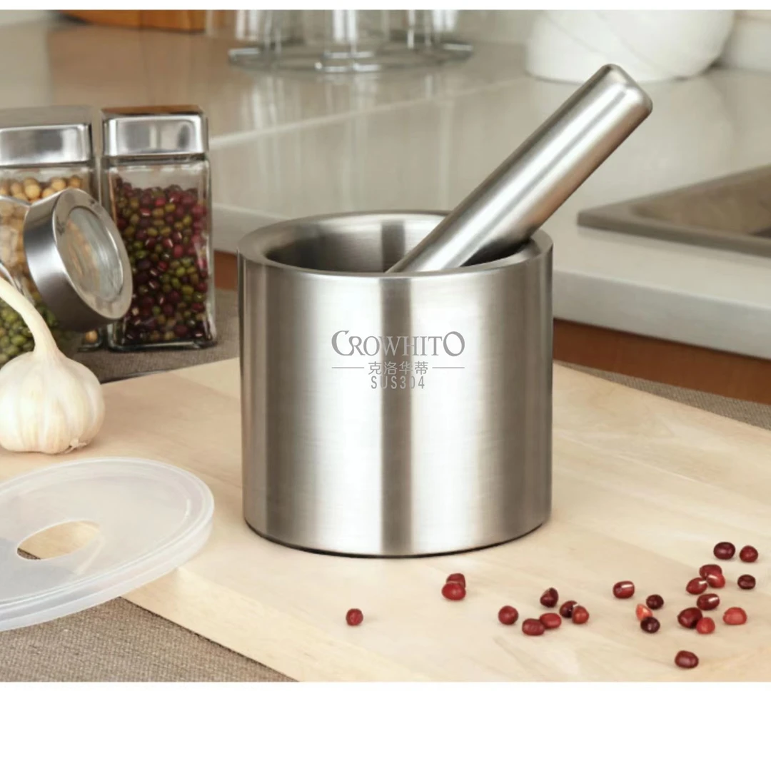 CROWHITO/克洛华蒂304不锈钢直型捣蒜器手动家用研磨压蒜蓉捣老式