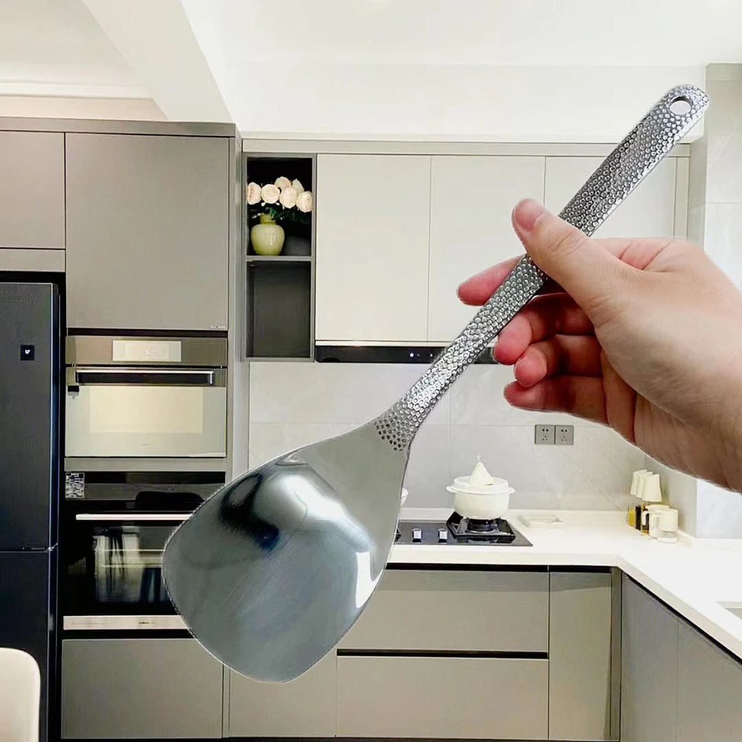 CROWHITO/克洛华蒂304不锈钢锅铲锤纹把手户外炒菜铲子厨房分菜勺