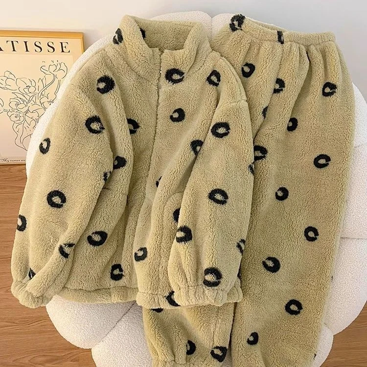 珊瑚绒睡衣女冬季新款毛茸茸加绒加厚法兰绒学生保暖家居服可外穿