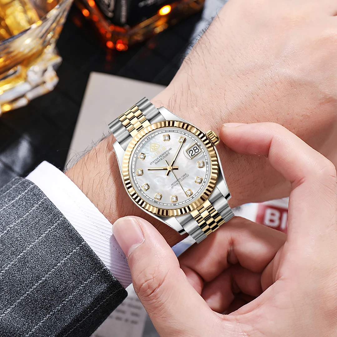 日志新款男士系列贝壳面时尚日历文休闲男手表