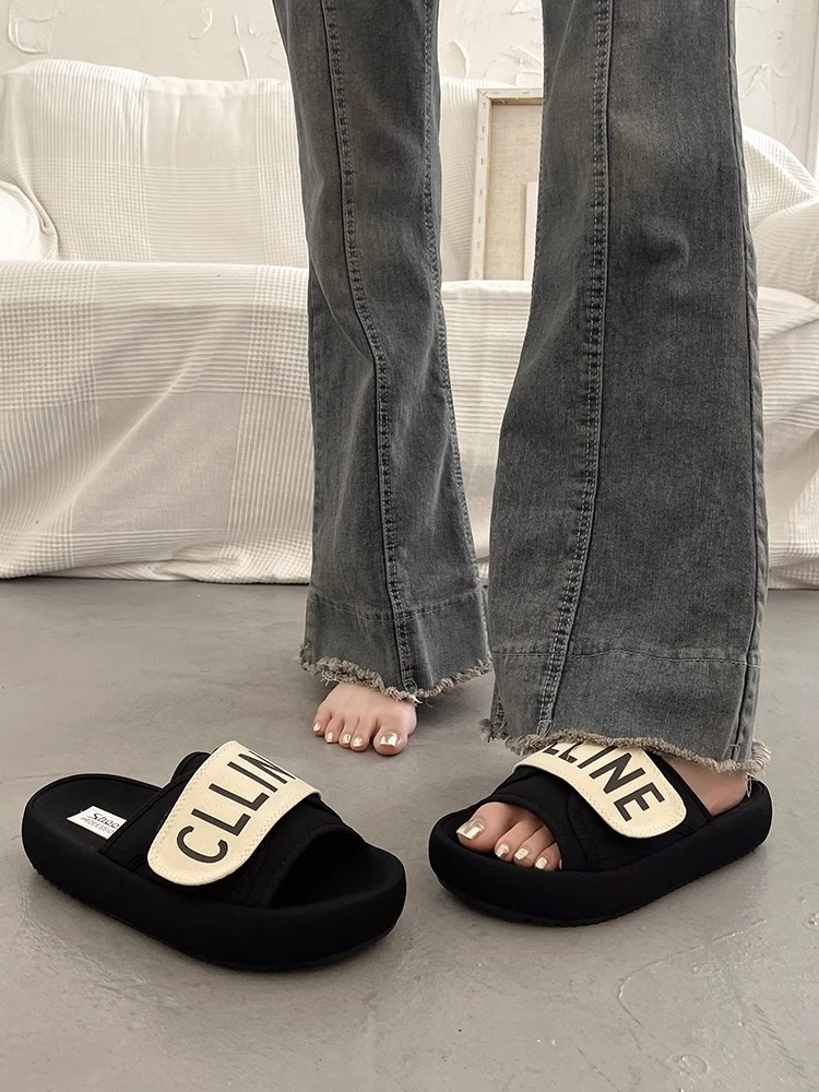 超火绝美厚底凉拖鞋女夏外穿时尚配裙子2024新款外出法式平底拖鞋