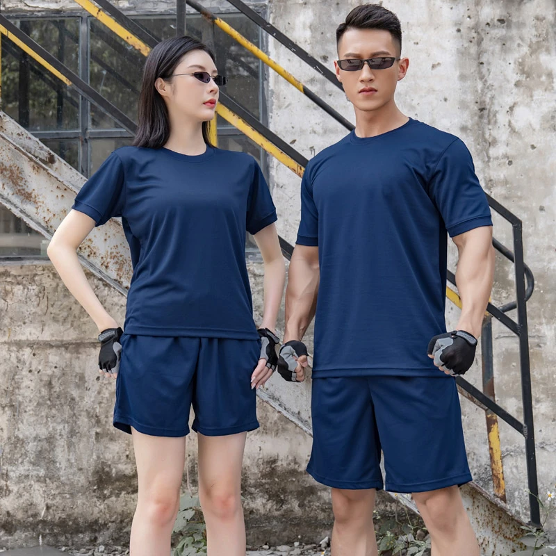 夏季新款19新款短袖体能服救援火焰蓝体能训练服男士速干纯色T恤