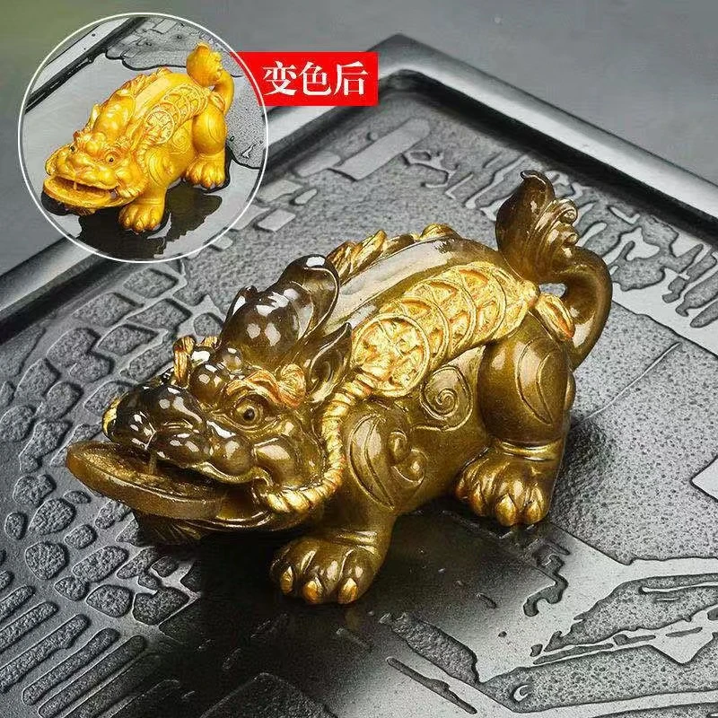 茶宠摆件招财金蟾茶玩茶台茶盘茶具配件貔貅可养金蝉变色茶宠物