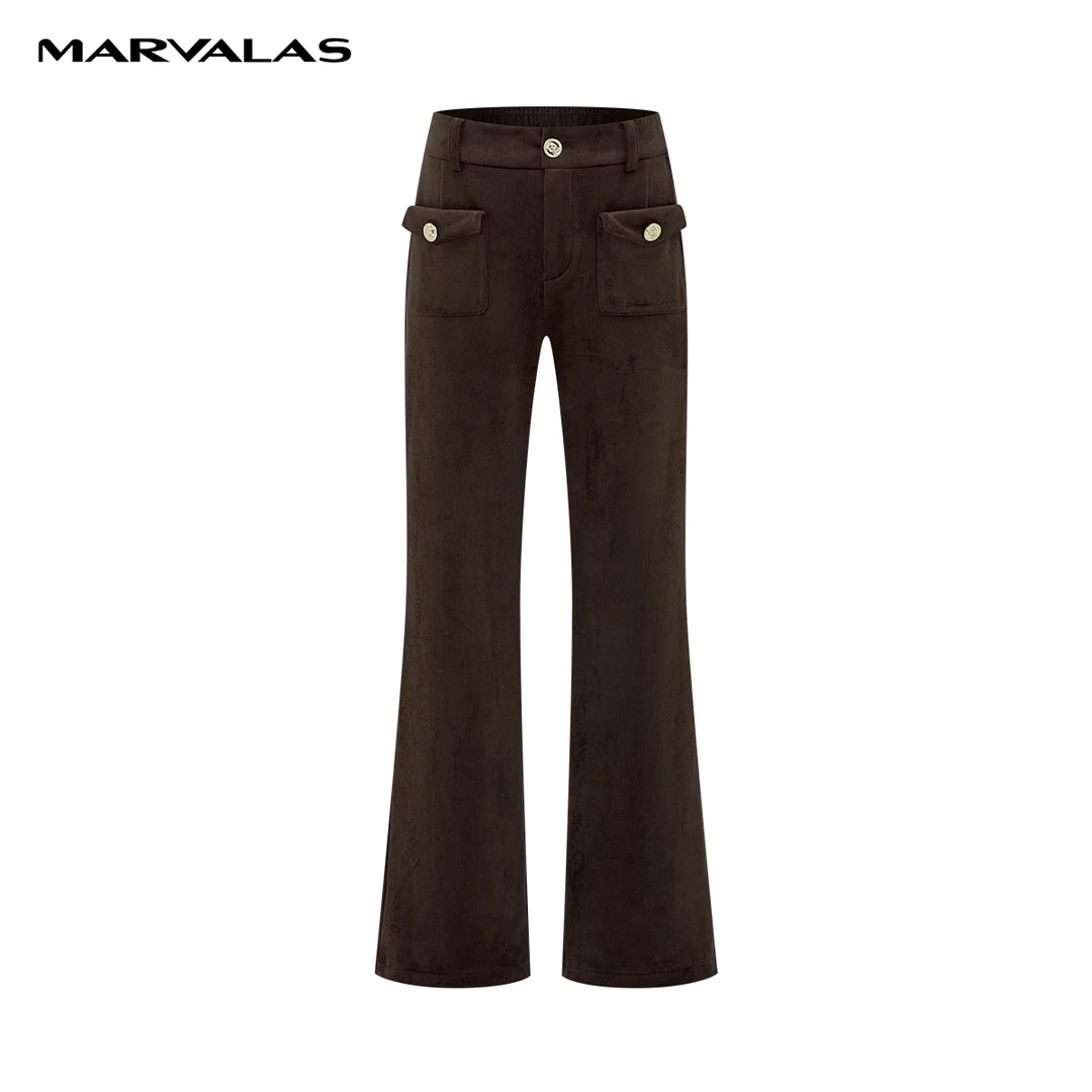 【诗语专属】M102307477曼德诗复古直筒裤季雪尼尔绒休闲长裤