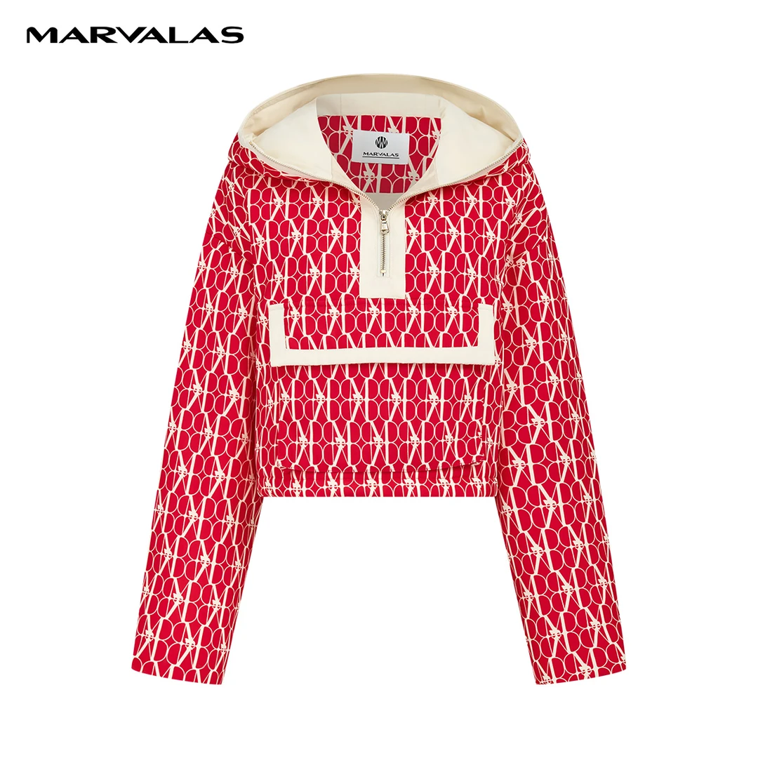 【诗语专属】曼德诗连帽短棉服2023冬字母印花保暖外套M425306644