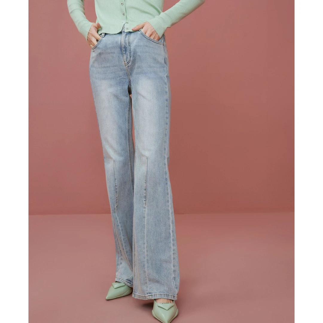 【小余专属】曼德诗微喇牛仔裤2024气质棉质长裤休闲裤M103300717