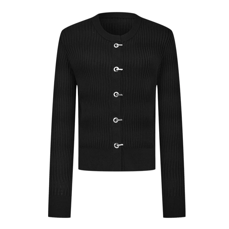 【力力淘】曼德诗纯色毛织开衫2023莱赛尔天丝针织上衣M731305807