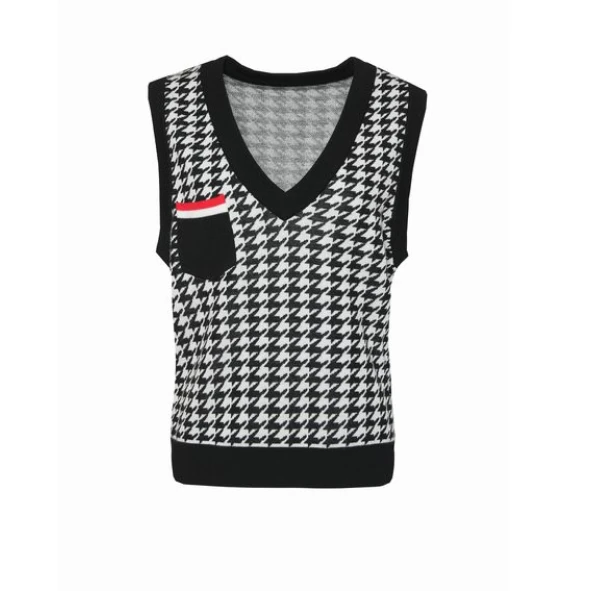 【籽言专属】黑白格马甲M700028