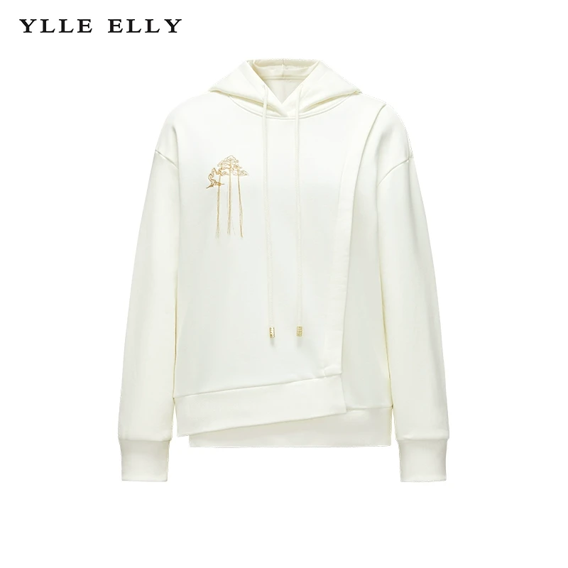 【籽言专属】YLLEELLY刺绣卫衣2023冬季新款棉质休闲连帽套头衫