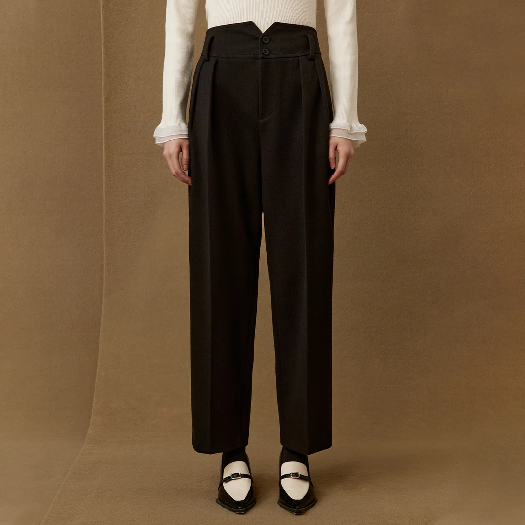 【诗语专属】设计感高腰休闲裤季时尚通勤萝卜裤MC102309501