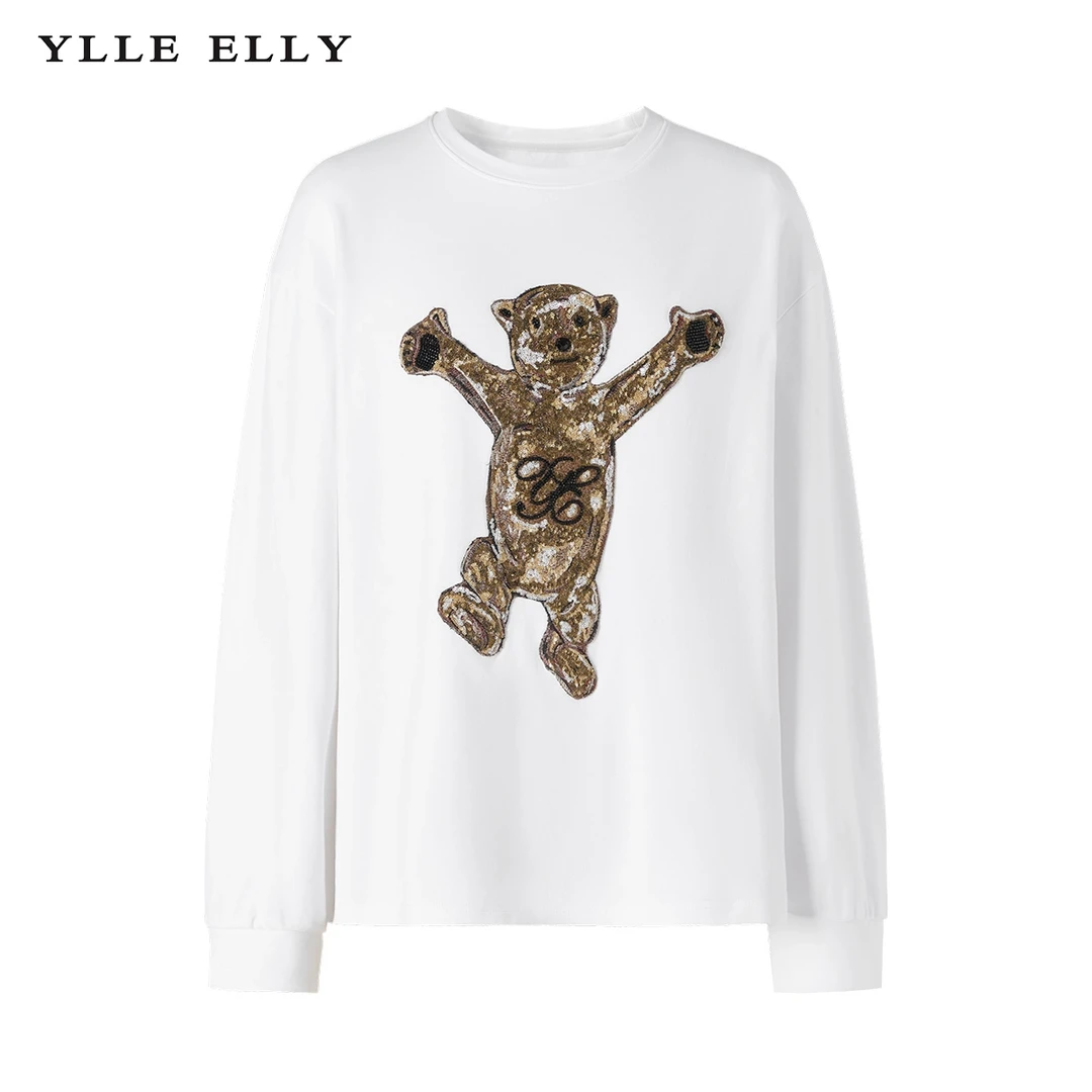 【小余专属】YLLEELLY圆领卫衣女2023冬季新款棉质宽松针织上衣