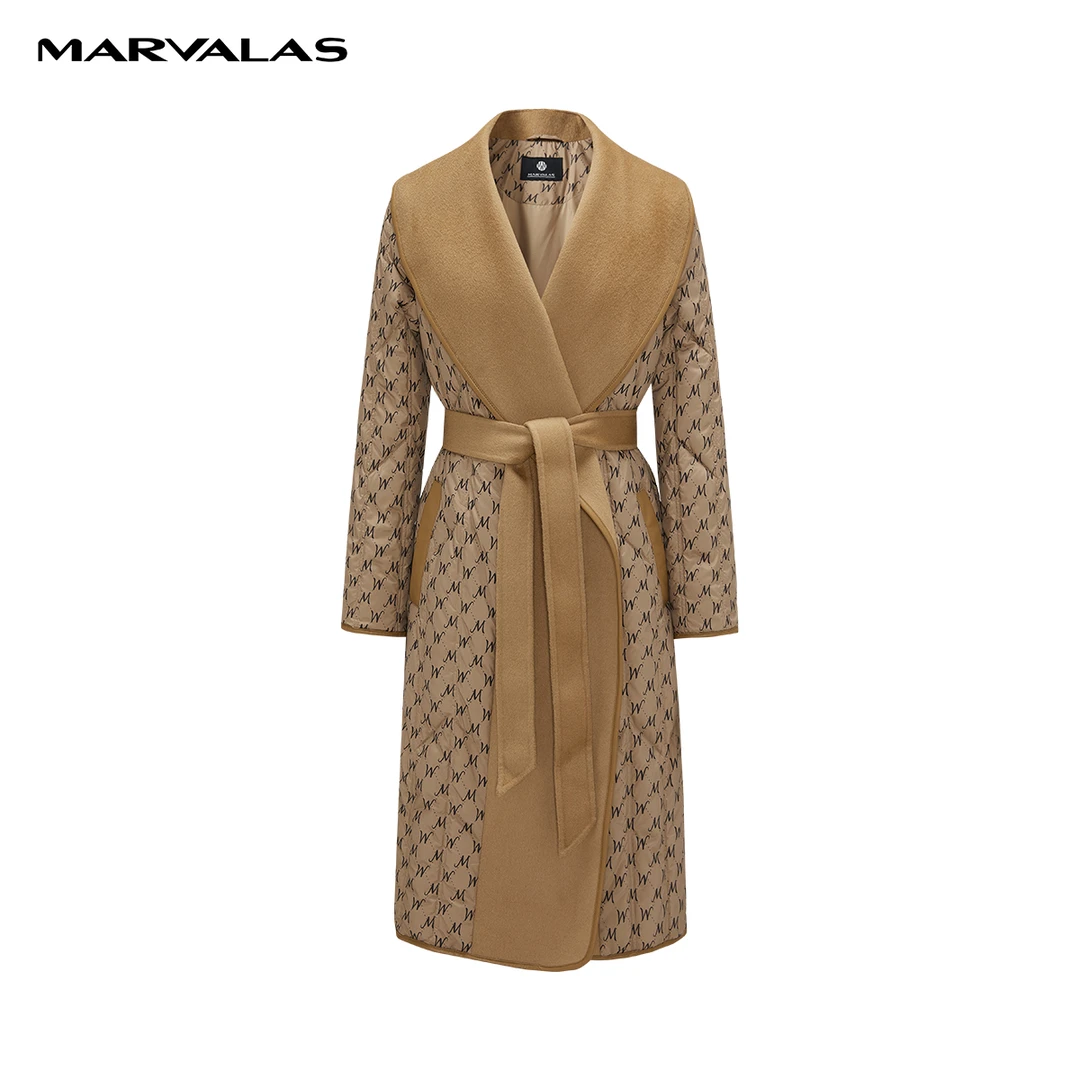 【诗语专属】曼德诗长款羽绒服2023秋冬双面呢全羊毛外套M427307495