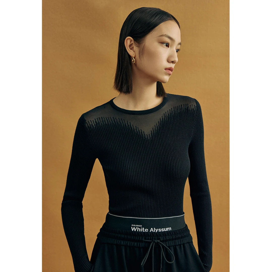 【诗语专属】曼德诗绵羊毛高级感打底衫修身圆领内搭特卖M731108