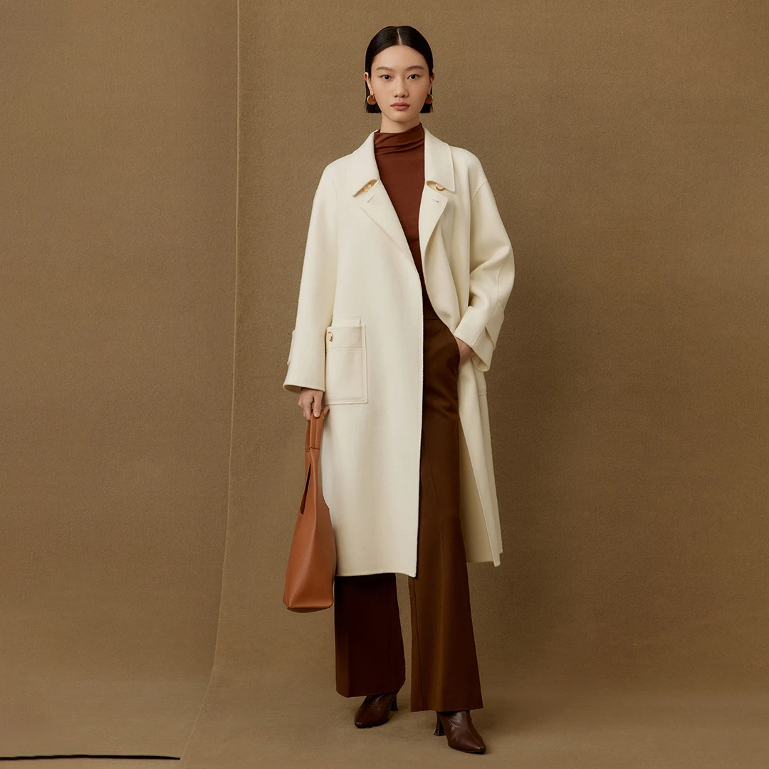 【籽言专属】曼德诗气质毛呢大衣时尚优雅简约MC426309108