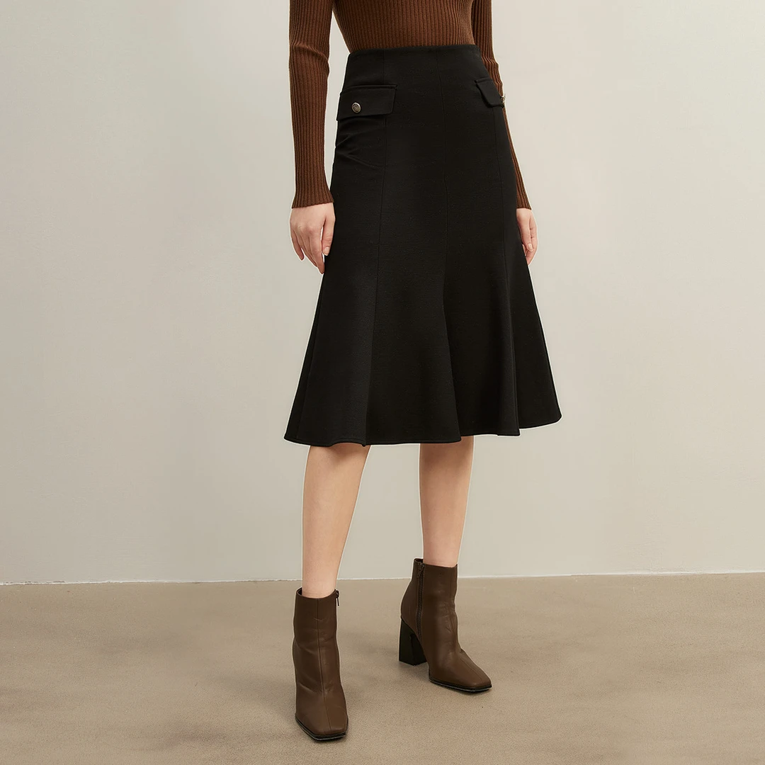【小余专属】气质高腰半身裙女秋季通勤鱼尾裙百搭中长裙Y230262