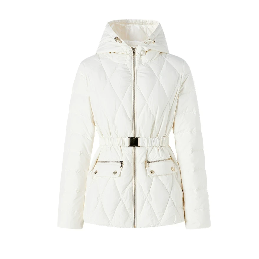 【小余专属】曼德诗羽绒服2023秋冬90绒纯色修身连帽外套M427307512