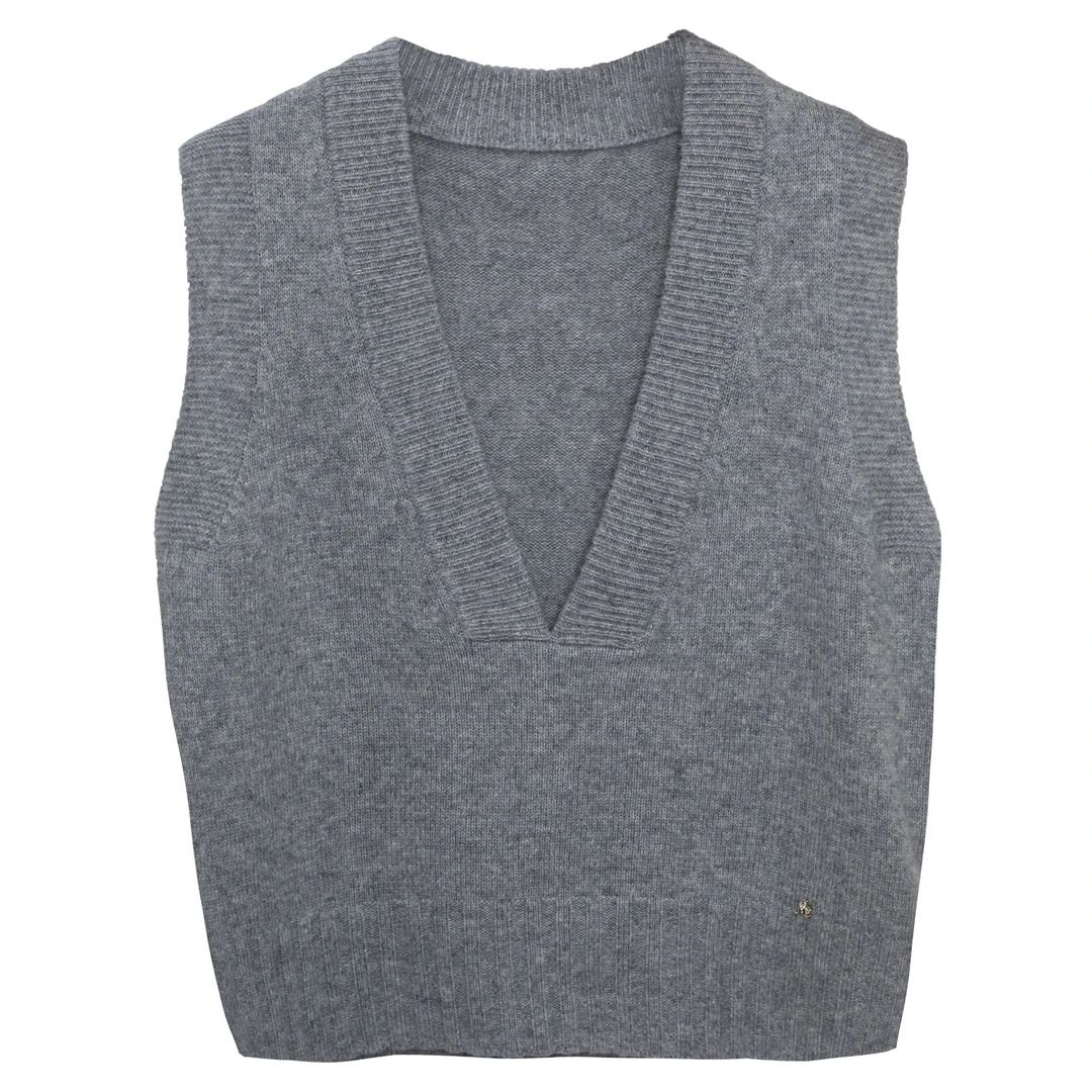 【小余专属】设计感领针织衫复古字母菱格满印绵羊毛开衫M700273