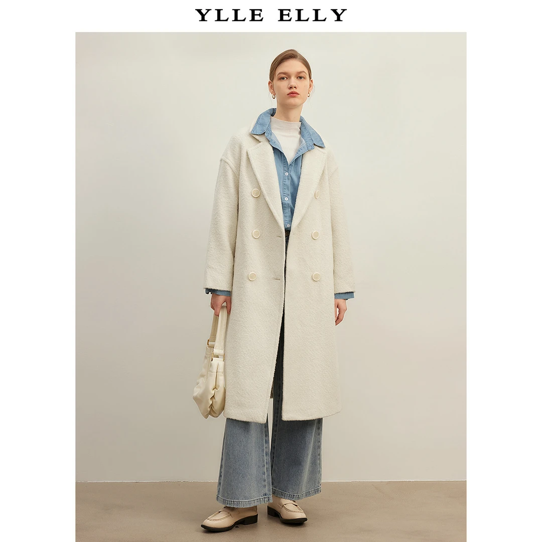 【小七专属】毛呢大衣女冬季简约韩系气质西装领长外套Y430667