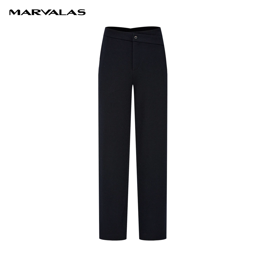 【诗语专属】曼德诗纯色85羊毛直筒裤2023冬呢休闲长裤M102306243