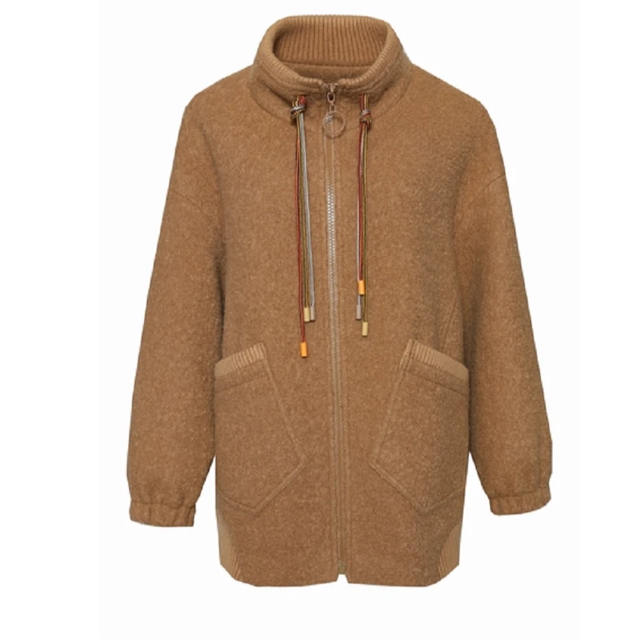 【小余专属】大衣女冬时尚翻领绵羊毛中长款外套Y430672