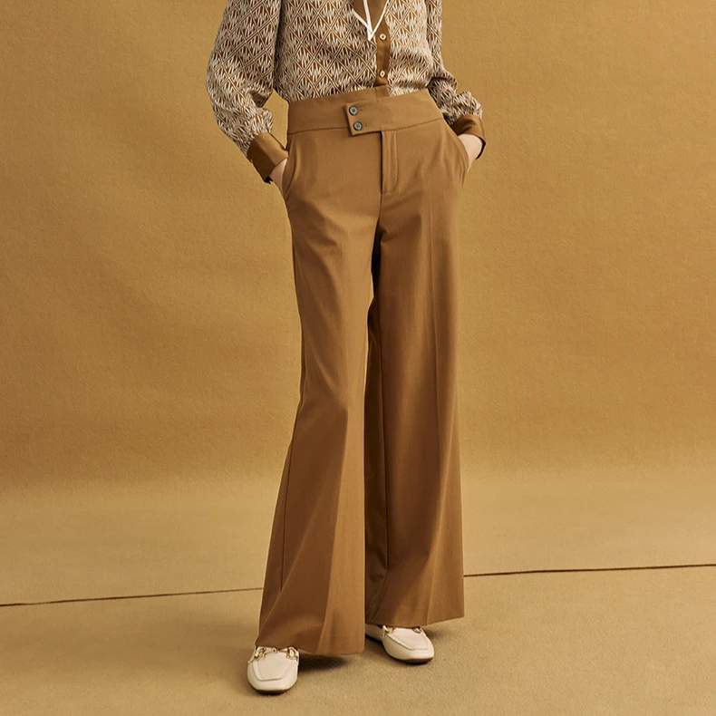 【诗语专属】曼德诗高腰垂感显瘦黑色西装裤高级感拖地微喇阔腿裤