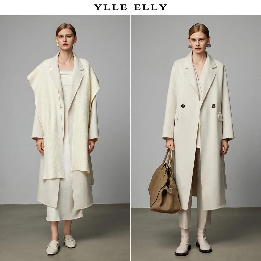 【诗语专属】冬季绵羊毛简约大气时尚长外套女YC426310669