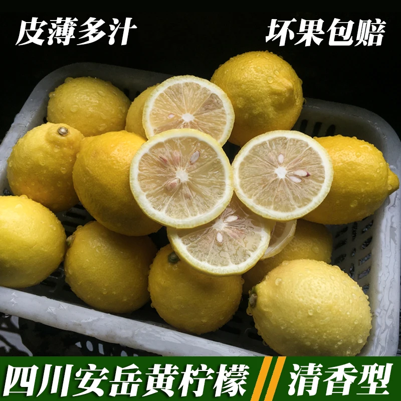 四川安岳黄柠檬新鲜柠檬1/2/3/4/5斤包邮皮薄多汁奶茶店水果肉厚