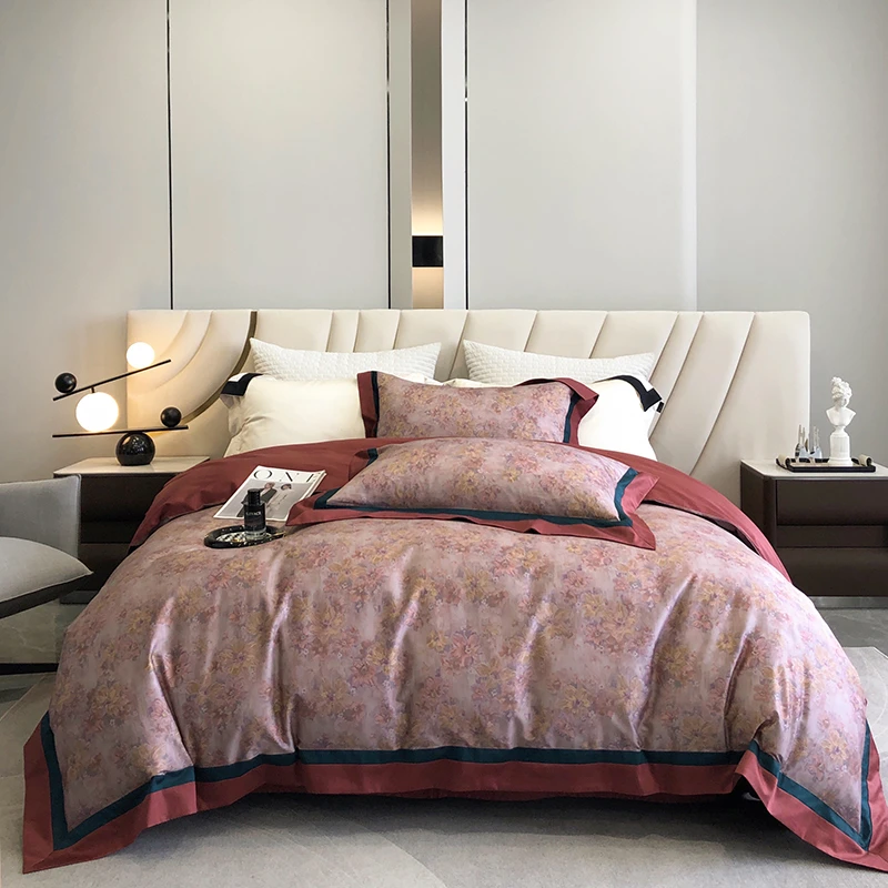 美式复古风100支长绒棉磨毛四件套秋冬全棉加厚被套秋冬床上用品