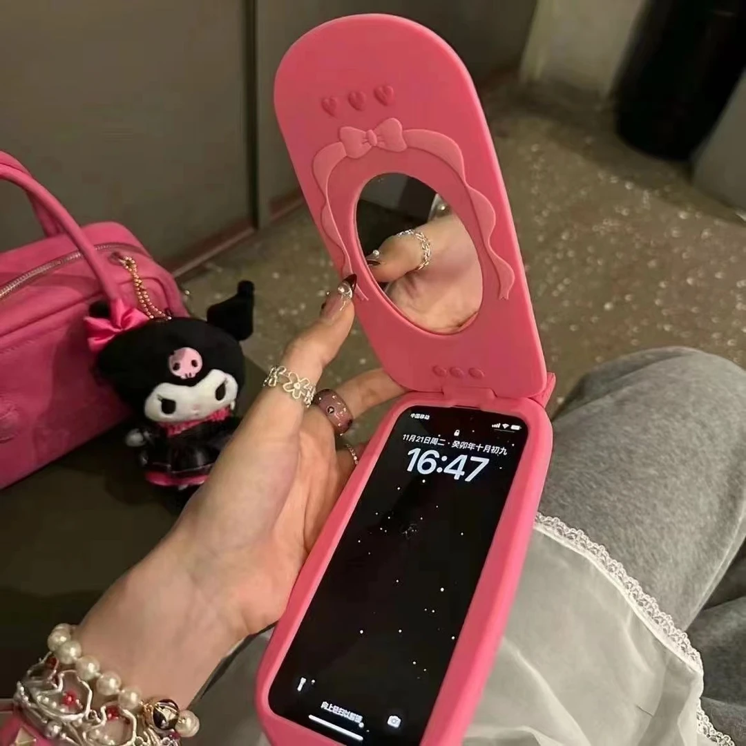 立体趣味翻盖大哥大iPhone15promax苹果14手机壳13补妆镜12硅胶11